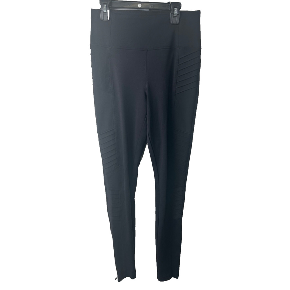 Athleta women’s S Delancey gleam moto tight black leggings Full Length E8